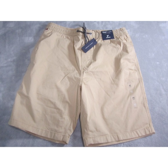 Tommy Hilfiger TH Flex Mens Shorts Beige 9" Inseam Drawstring Casual Medium - Picture 1 of 8